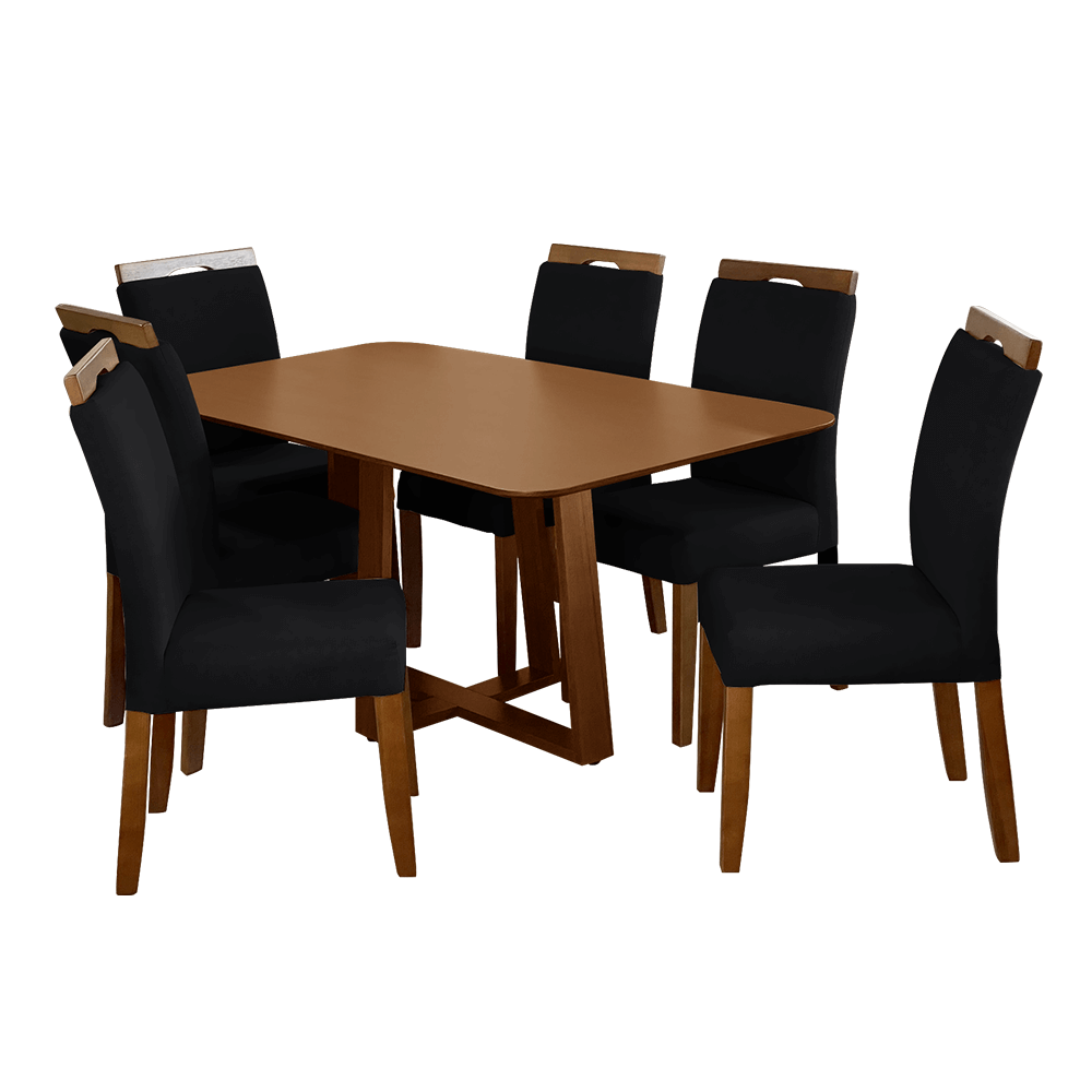 Conjunto De Jantar Perséfone C/ Mesa De Jantar 220cmx110cm C/ Tampo Laca e  Vidro Off White / Imbuia + 8 Cadeiras Estofadas Facto Bege / Imbuia -  attraktiva