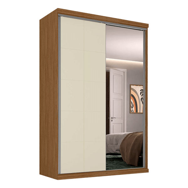 Guarda-roupa Westlake (L: 146cm) C/ 1 Porta Espelhada 100% MDF Nogueira / Areia Guarda-roupa Westlake (L: 146cm) C/ 1 Porta Espelhada 100% MDF Nogueira / Areia