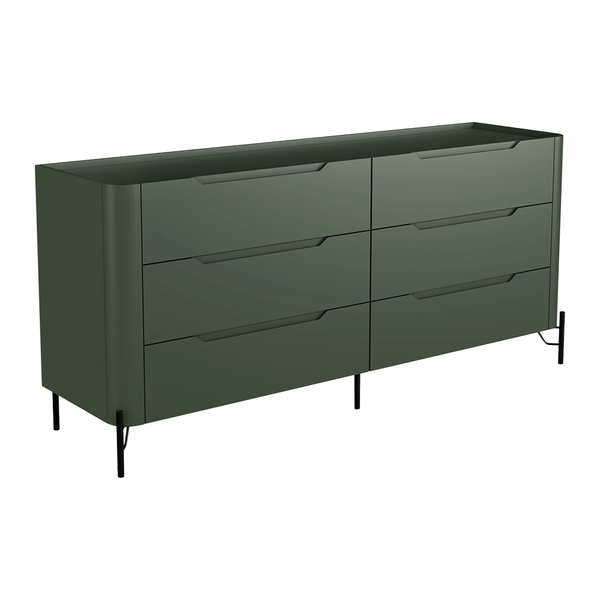 Cômoda Chloe 100% MDF C/ 6 Gavetas Verde Musgo / Dourado Cômoda Chloe 100% MDF C/ 6 Gavetas Verde Musgo / Dourado