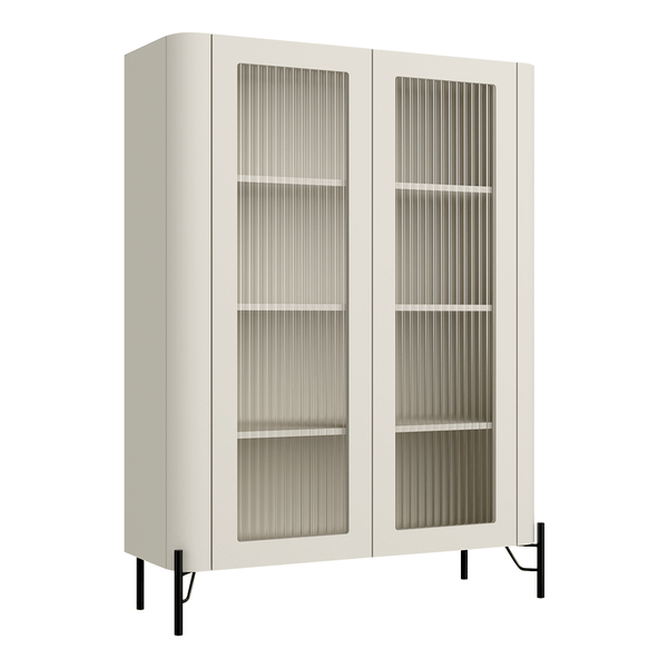 Cristaleira Chloe 100% MDF C/ 2 Portas de Vidro Canelado Luna / Preto Cristaleira Chloe 100% MDF C/ 2 Portas de Vidro Canelado Luna / Preto