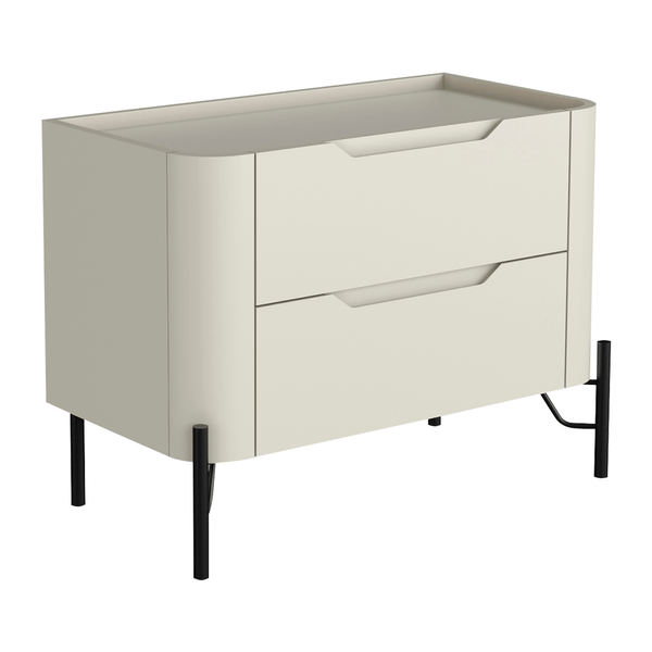 Mesa de Cabeceira Chloe 100% MDF C/ 2 Gavetas Luna / Preto Mesa de Cabeceira Chloe 100% MDF C/ 2 Gavetas Luna / Preto