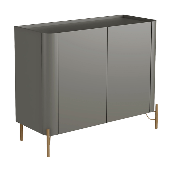 Buffet Chloe 100% MDF C/ 2 Portas Lisas Grigio / Dourado Buffet Chloe 100% MDF C/ 2 Portas Lisas Grigio / Dourado