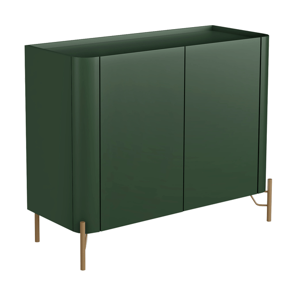 Buffet Chloe 100% MDF C/ 2 Portas Lisas Verde Musgo / Dourado