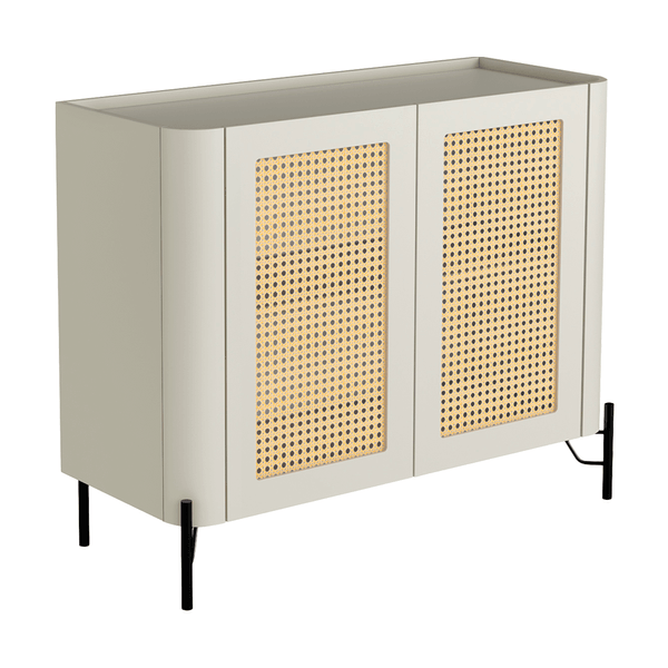 Buffet Chloe 100% MDF C/ 2 Portas C/ Tela Sextavada Luna / Preto Buffet Chloe 100% MDF C/ 2 Portas C/ Tela Sextavada Luna / Preto