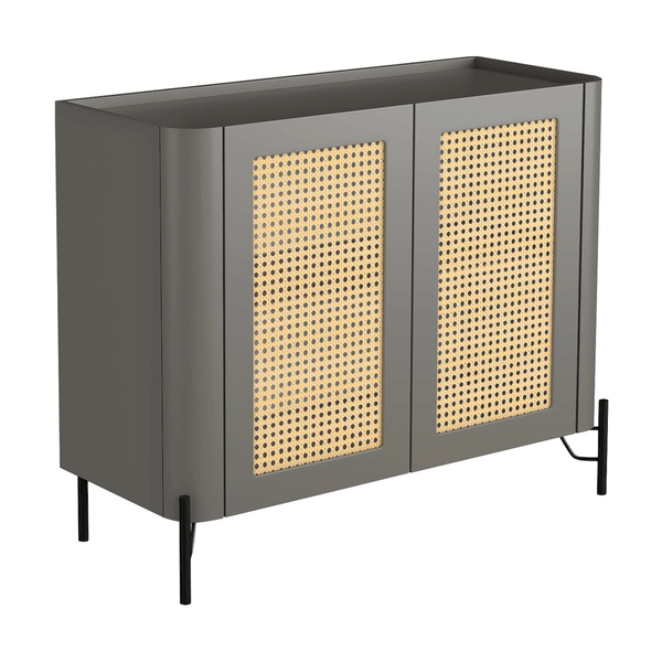 Buffet Chloe 100% MDF C/ 2 Portas C/ Tela Sextavada Grigio / Preto Buffet Chloe 100% MDF C/ 2 Portas C/ Tela Sextavada Grigio / Preto