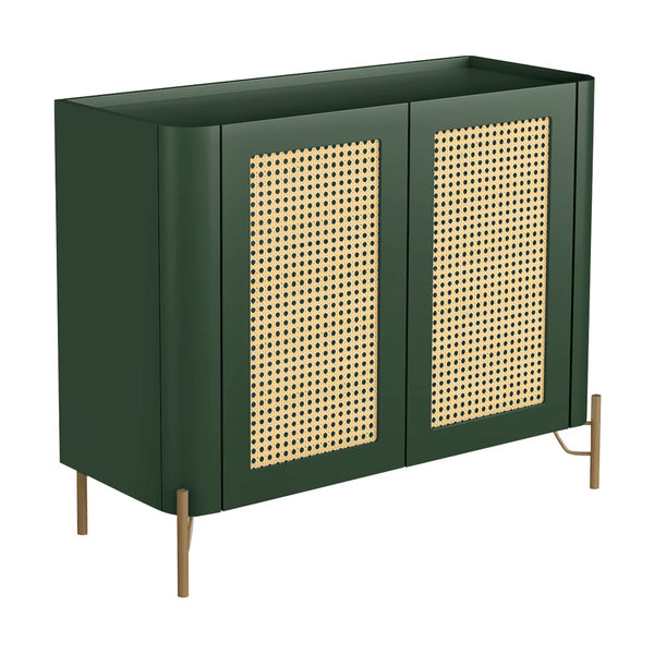 Buffet Chloe 100% MDF C/ 2 Portas C/ Tela Sextavada Verde Musgo / Dourado Buffet Chloe 100% MDF C/ 2 Portas C/ Tela Sextavada Verde Musgo / Dourado