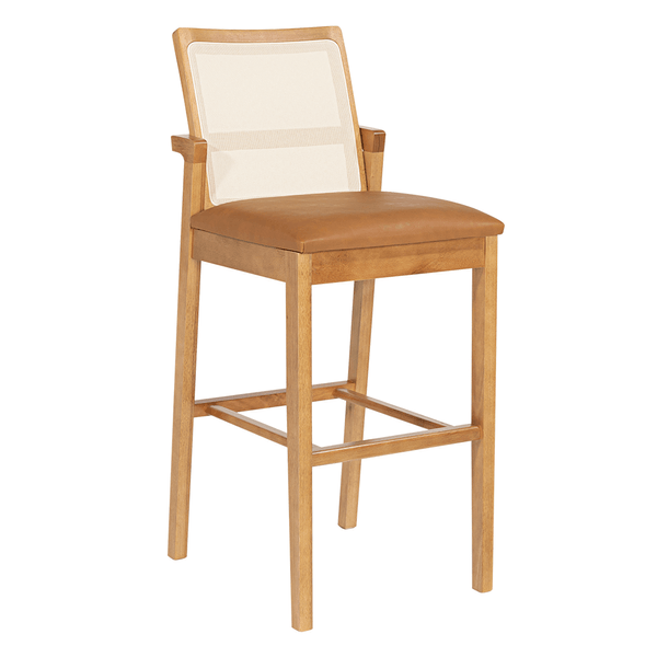 Banqueta Mazepin Estofada C/ Encosto Tela Quadrada Corino Caramelo / Capuccino Banqueta Mazepin Estofada C/ Encosto Tela Quadrada Corino Caramelo / Capuccino