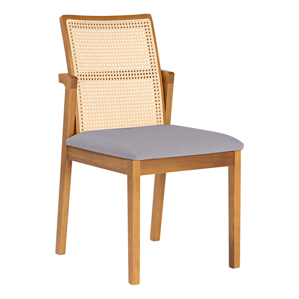 Cadeira Mazepin Estofada C/ Encosto Tela Sextavada Linho Cinza / Capuccino Cadeira Mazepin Estofada C/ Encosto Tela Sextavada Linho Cinza / Capuccino