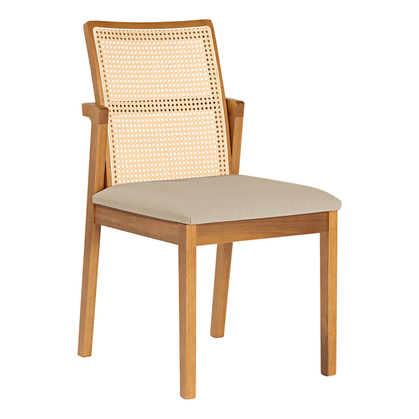 Cadeira Mazepin Estofada C/ Encosto Tela Sextavada Linho Creme / Capuccino Cadeira Mazepin Estofada C/ Encosto Tela Sextavada Linho Creme / Capuccino