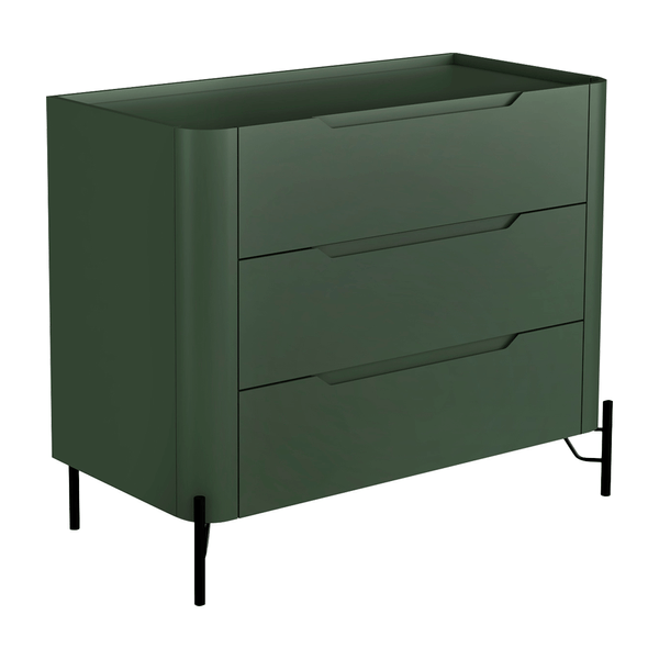 Cômoda Chloe 100% MDF C/ 3 Gavetas Verde Musgo / Preto Cômoda Chloe 100% MDF C/ 3 Gavetas Verde Musgo / Preto