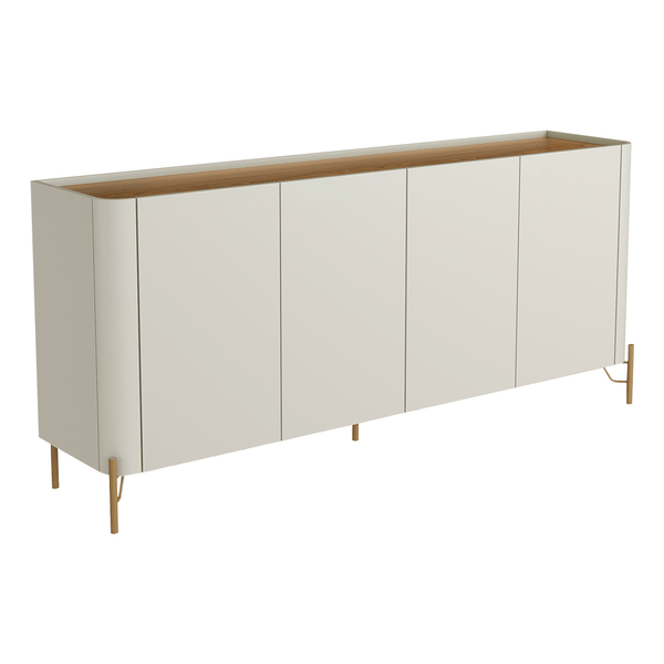 Buffet Chloe 100% MDF C/ 4 Portas Lisas Louro / Luna / Dourado Buffet Chloe 100% MDF C/ 4 Portas Lisas Louro / Luna / Dourado