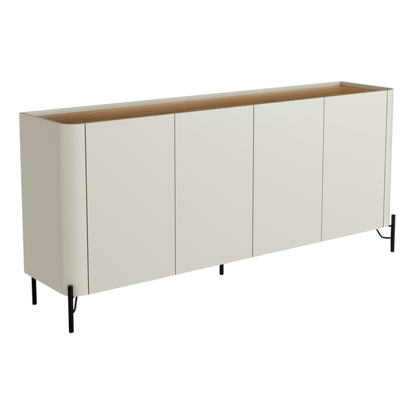 Buffet Chloe 100% MDF C/ 4 Portas Lisas Louro / Luna / Preto
