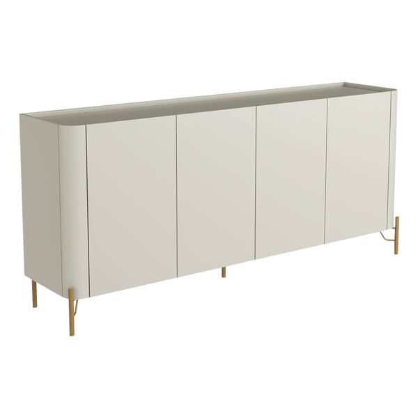 Buffet Chloe 100% MDF C/ 4 Portas Lisas Luna / Dourado Buffet Chloe 100% MDF C/ 4 Portas Lisas Luna / Dourado