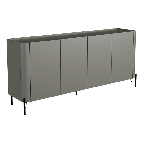 Buffet Chloe 100% MDF C/ 4 Portas Lisas Grigio / Preto