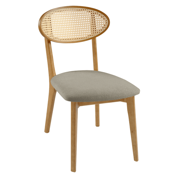 Cadeira Beaufort Estofada C/ Encosto Tela Sextavada Bouclê Castor / Capuccino Cadeira Beaufort Estofada C/ Encosto Tela Sextavada Bouclê Castor / Capuccino