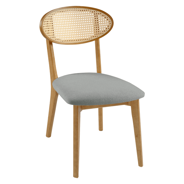 Cadeira Beaufort Estofada C/ Encosto Tela Sextavada Bouclê Cinza / Capuccino Cadeira Beaufort Estofada C/ Encosto Tela Sextavada Bouclê Cinza / Capuccino