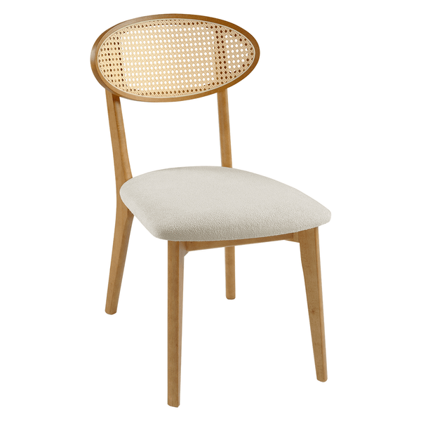 Cadeira Beaufort Estofada C/ Encosto Tela Sextavada Bouclê Bege / Capuccino