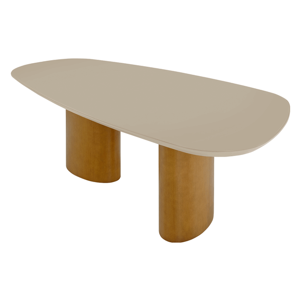 Mesa de Jantar Farell 220cm x 110cm C/ Tampo Organico Em Laca e Vidro Colado Fendi / Capuccino Mesa de Jantar Farell 220cm x 110cm C/ Tampo Organico Em Laca e Vidro Colado Fendi / Capuccino