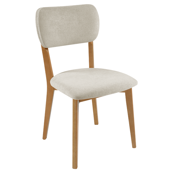 Cadeira Farell Em Madeira Maciça Estofada Bouclê Bege / Capuccino Cadeira Farell Em Madeira Maciça Estofada Bouclê Bege / Capuccino