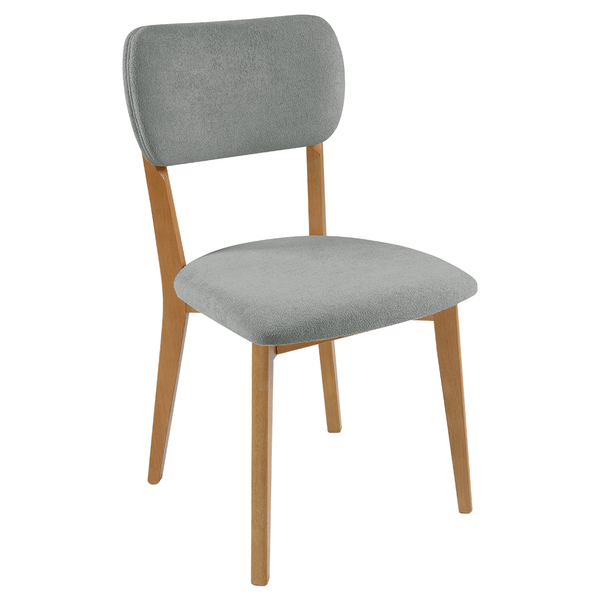 Cadeira Farell Em Madeira Maciça Estofada Bouclê Cinza / Capuccino Cadeira Farell Em Madeira Maciça Estofada Bouclê Cinza / Capuccino