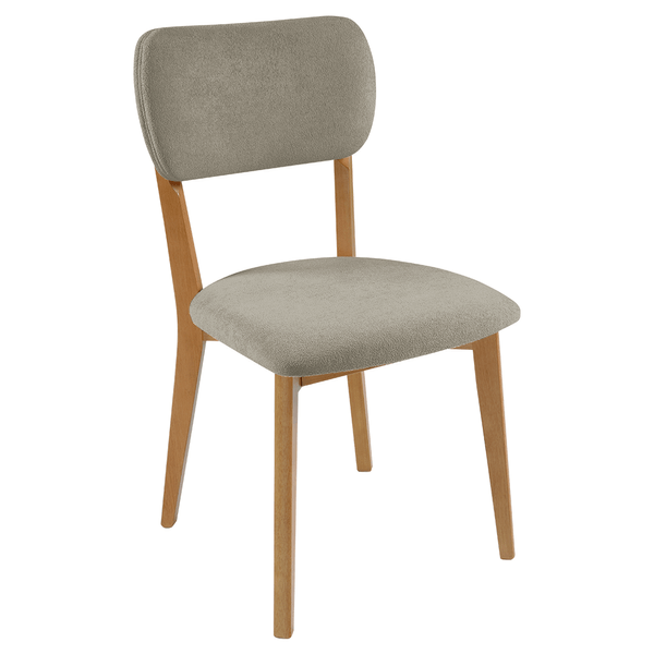 Cadeira Farell Em Madeira Maciça Estofada Bouclê Castor / Capuccino Cadeira Farell Em Madeira Maciça Estofada Bouclê Castor / Capuccino