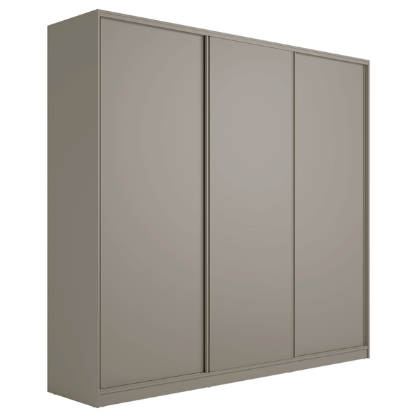 Guarda-Roupa Chloe (L: 260cm) 100% MDF Laterais Retas C/ 3 Portas de Correr Grigio Guarda-Roupa Chloe (L: 260cm) 100% MDF Laterais Retas C/ 3 Portas de Correr Grigio
