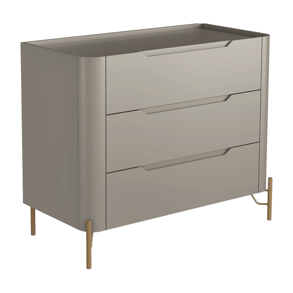 Cômoda Chloe 100% MDF C/ 3 Gavetas Grigio / Dourado Cômoda Chloe 100% MDF C/ 3 Gavetas Grigio / Dourado