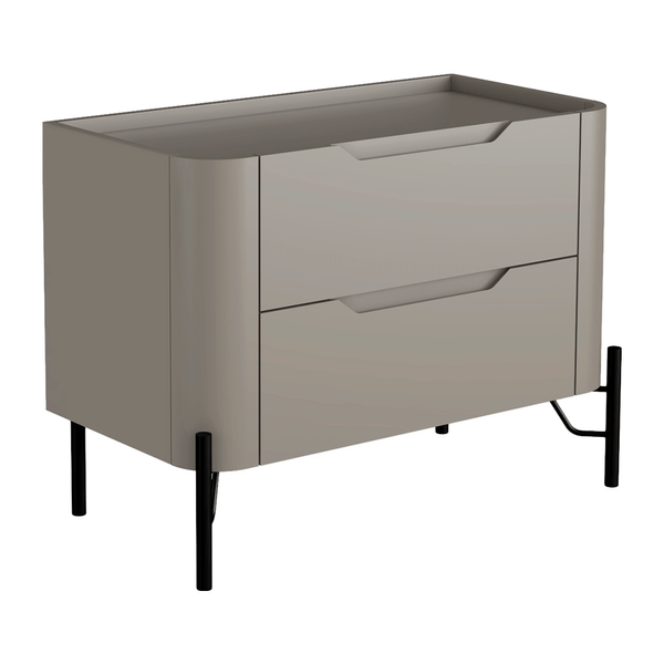 Mesa de Cabeceira Chloe 100% MDF C/ 2 Gavetas Grigio / Preto Mesa de Cabeceira Chloe 100% MDF C/ 2 Gavetas Grigio / Preto