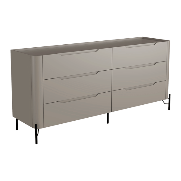 Cômoda Chloe 100% MDF C/ 6 Gavetas Grigio / Preto