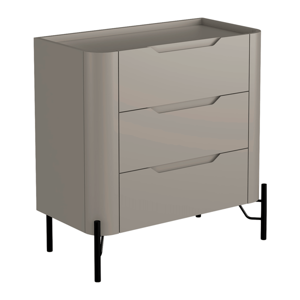 Mesa de Cabeceira Chloe 100% MDF C/ 3 Gavetas Grigio / Preto Mesa de Cabeceira Chloe 100% MDF C/ 3 Gavetas Grigio / Preto