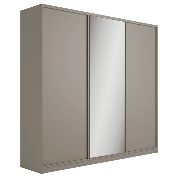 Guarda-Roupa Chloe (L: 260cm) 100% MDF Laterais Retas C/ 1 Porta Espelhada Grigio