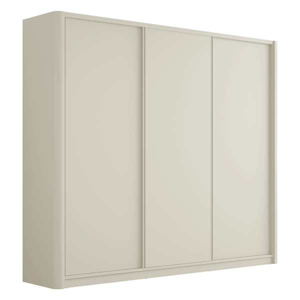 Guarda-Roupa Chloe (L: 276cm) 100% MDF Laterais Curvas C/ 3 Portas de Correr Luna Guarda-Roupa Chloe (L: 276cm) 100% MDF Laterais Curvas C/ 3 Portas de Correr Luna