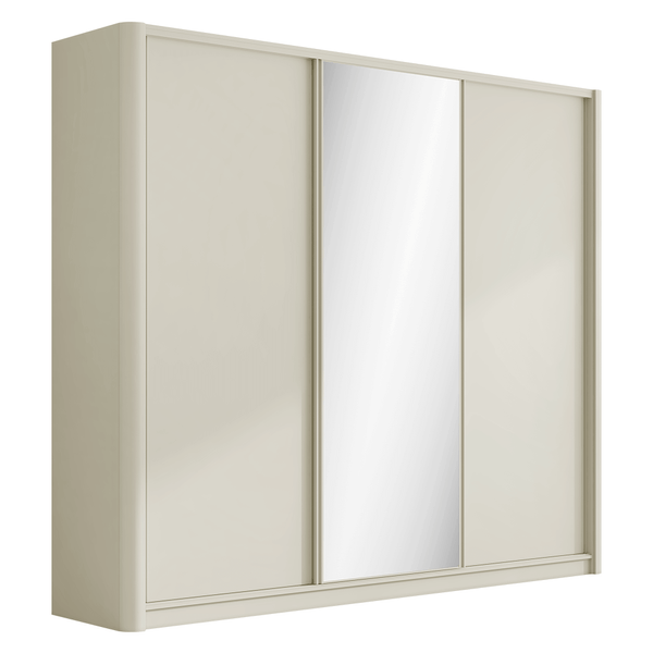 Guarda-Roupa Chloe (L: 276cm) 100% MDF Laterais Curvas C/ 1 Porta Espelhada Luna Guarda-Roupa Chloe (L: 276cm) 100% MDF Laterais Curvas C/ 1 Porta Espelhada Luna