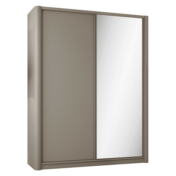 Guarda-Roupa Chloe (L: 190cm) 100% MDF Laterais Curvas C/ 1 Porta Espelhada Grigio Guarda-Roupa Chloe (L: 190cm) 100% MDF Laterais Curvas C/ 1 Porta Espelhada Grigio