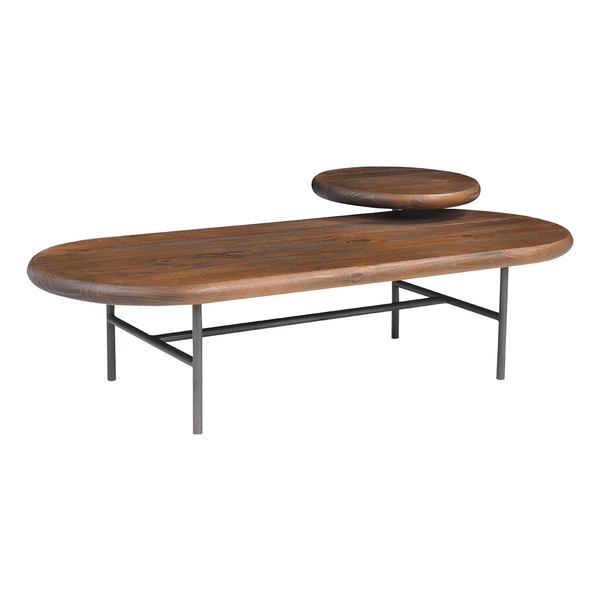 Mesa de Centro Kessler C/ Tampo Em Madeira Maciça Grafite / Rustic Brown