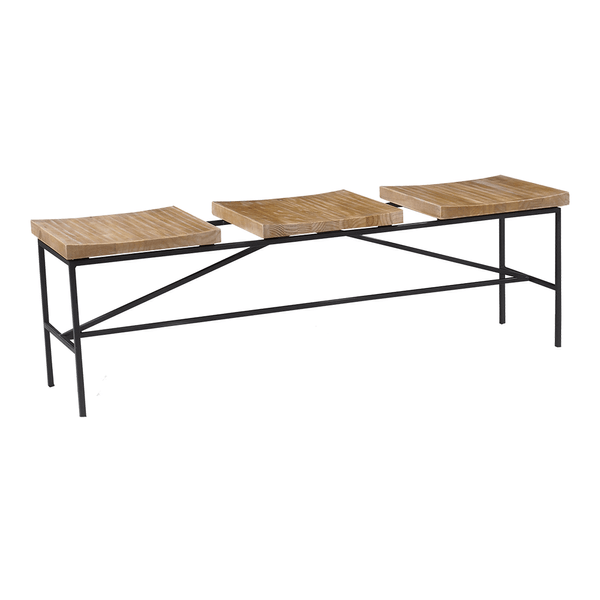 Banco Harald 3 Lugares em Madeira Maciça Grafite / Driftwood Banco Harald 3 Lugares em Madeira Maciça Grafite / Driftwood