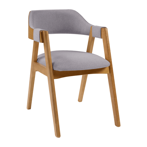 Cadeira Madeline Em Madeira Maciça Estofada Linho Cinza / Capuccino Cadeira Madeline Em Madeira Maciça Estofada Linho Cinza / Capuccino