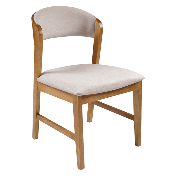 Cadeira Muriel Em Madeira Maciça Estofada Linho Off White / Capuccino Cadeira Muriel Em Madeira Maciça Estofada Linho Off White / Capuccino