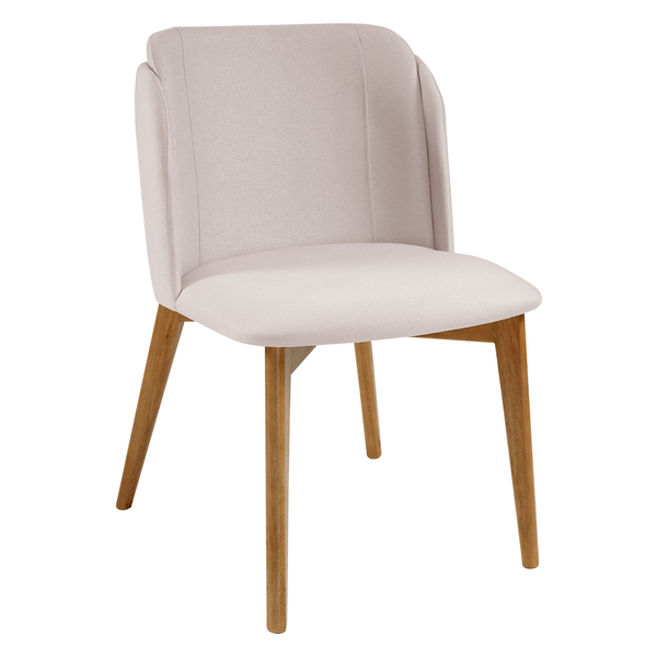 Cadeira Ravena Em Madeira Maciça Estofada Linho Off White / Capuccino Cadeira Ravena Em Madeira Maciça Estofada Linho Off White / Capuccino