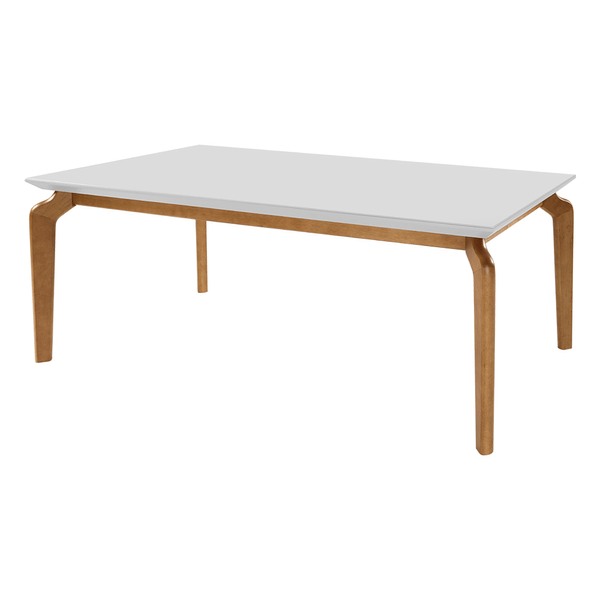 Mesa de Jantar Madeline 180cm x 100cm C/ Tampo Em Laca e Vidro Colado Branco / Base Capuccino Mesa de Jantar Madeline 180cm x 100cm C/ Tampo Em Laca e Vidro Colado Branco / Base Capuccino