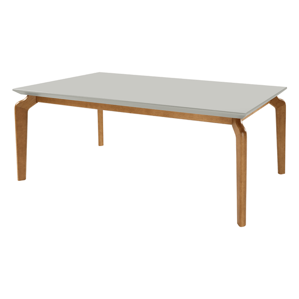Mesa de Jantar Madeline 180cm x 100cm C/ Tampo Em Laca e Vidro Colado Off White / Base Capuccino FORA DE LINHA 05-25 Mesa de Jantar Madeline 180cm x 100cm C/ Tampo Em Laca e Vidro Colado Off White / Base Capuccino FORA DE LINHA 05-25