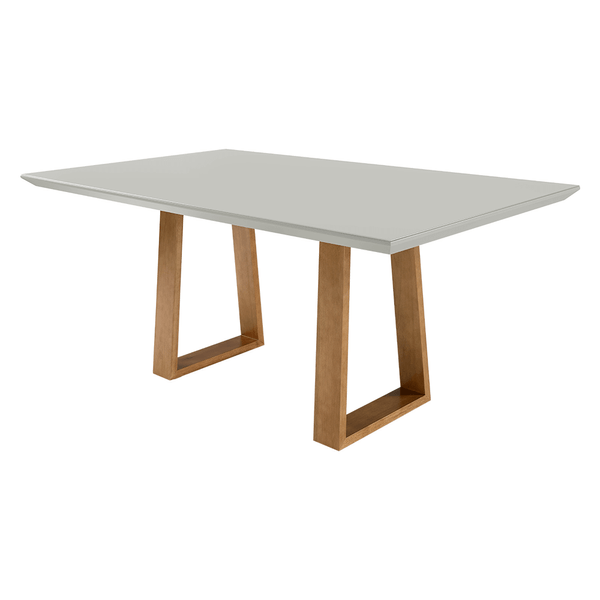 Mesa de Jantar Maeve 180cm x 100cm C/ Tampo Em Laca e Vidro Colado Off White / Base Capuccino Mesa de Jantar Maeve 180cm x 100cm C/ Tampo Em Laca e Vidro Colado Off White / Base Capuccino