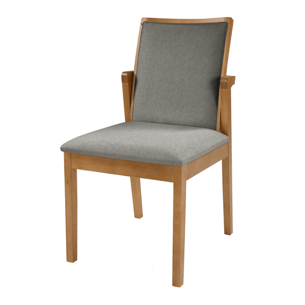 Cadeira Texas Em Madeira Maciça Estofada Linho Cinza / Capuccino Cadeira Texas Em Madeira Maciça Estofada Linho Cinza / Capuccino