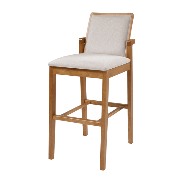 Banqueta Texas Em Madeira Maciça Estofada Linho Bege Claro / Capuccino Banqueta Texas Em Madeira Maciça Estofada Linho Bege Claro / Capuccino