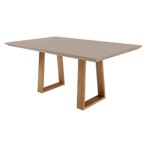 Mesa de Jantar Maeve 180cm x 100cm C/ Tampo Em Laca e Vidro Colado Fendi / Base Capuccino