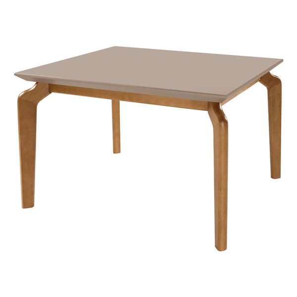Mesa de Jantar Madeline 150cm x 150cm C/ Tampo Em Laca e Vidro Colado Fendi / Base Capuccino Mesa de Jantar Madeline 150cm x 150cm C/ Tampo Em Laca e Vidro Colado Fendi / Base Capuccino