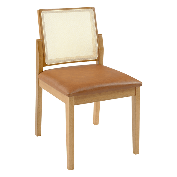 Cadeira Edra Estofada C/ Encosto Tela Quadrada Corino Caramelo / Capuccino Cadeira Edra Estofada C/ Encosto Tela Quadrada Corino Caramelo / Capuccino