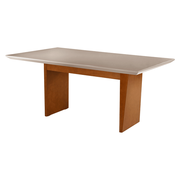 Mesa de Jantar Huracán 180cm x 100cm C/ Tampo Em Laca e Vidro Colado Fendi / Base Castanho Mesa de Jantar Huracán 180cm x 100cm C/ Tampo Em Laca e Vidro Colado Fendi / Base Castanho