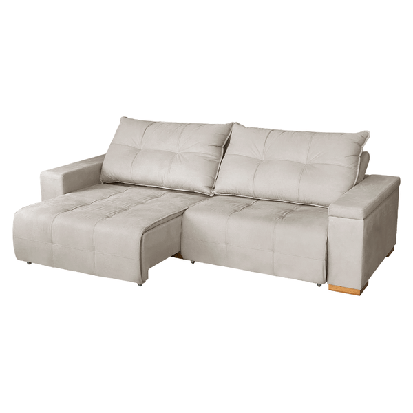 Sofá Royale 4 Lugares (L: 290cm) Retrátil e Reclinável C/ Braço Funcional Suede Liso Bege Sofá Royale 4 Lugares (L: 290cm) Retrátil e Reclinável C/ Braço Funcional Suede Liso Bege