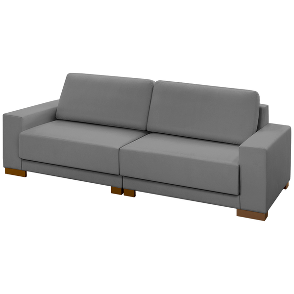 Sofá de Living Lohan 3 Lugares (L: 220cm) Fixo Veludo Chumbo
